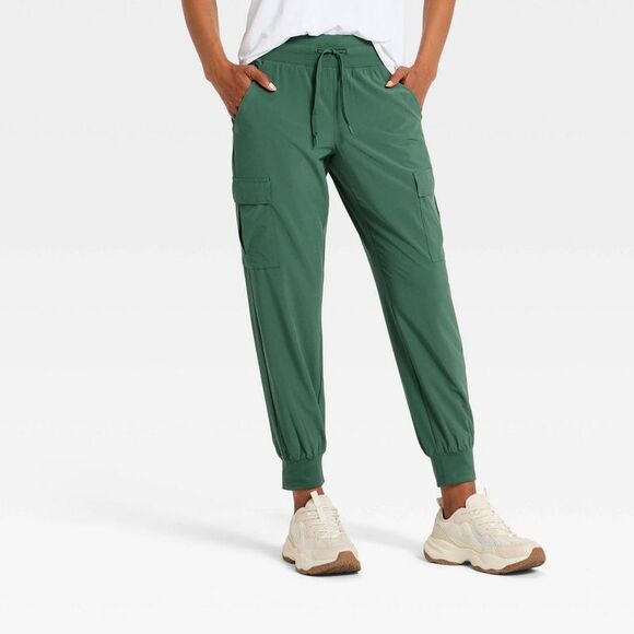 All In Motion Pants - Women's Active Light Mid-Rise Jogger Pants - Dark Green S